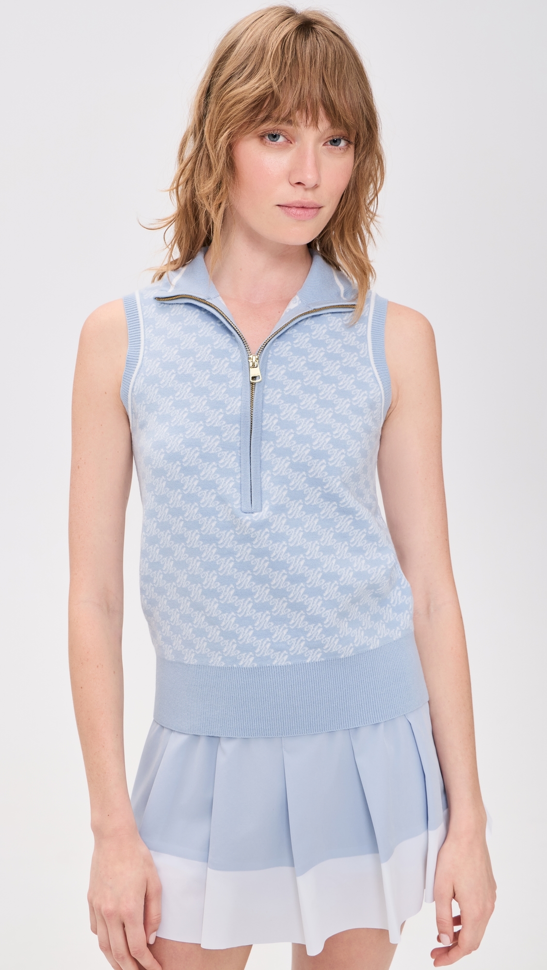 Vincent Half Zip Sweater Vest Xenon Blue/White