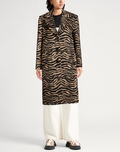 Woman Coat Beige Size 4 Acrylic, Polyester, Viscose, Wool, Polyamide