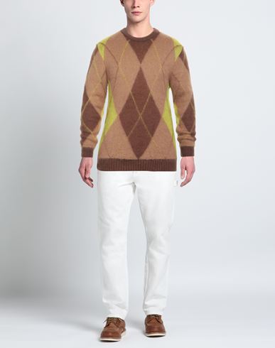 Family First Milano Man Sweater Camel Size M Mohair wool, Polyamide, Acrylic