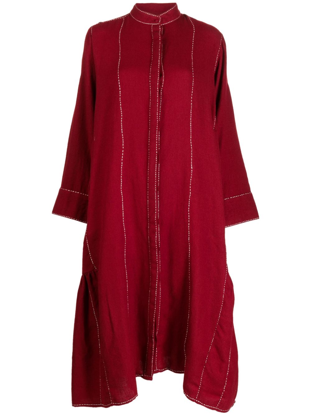 Button-up wool midi dress - Red