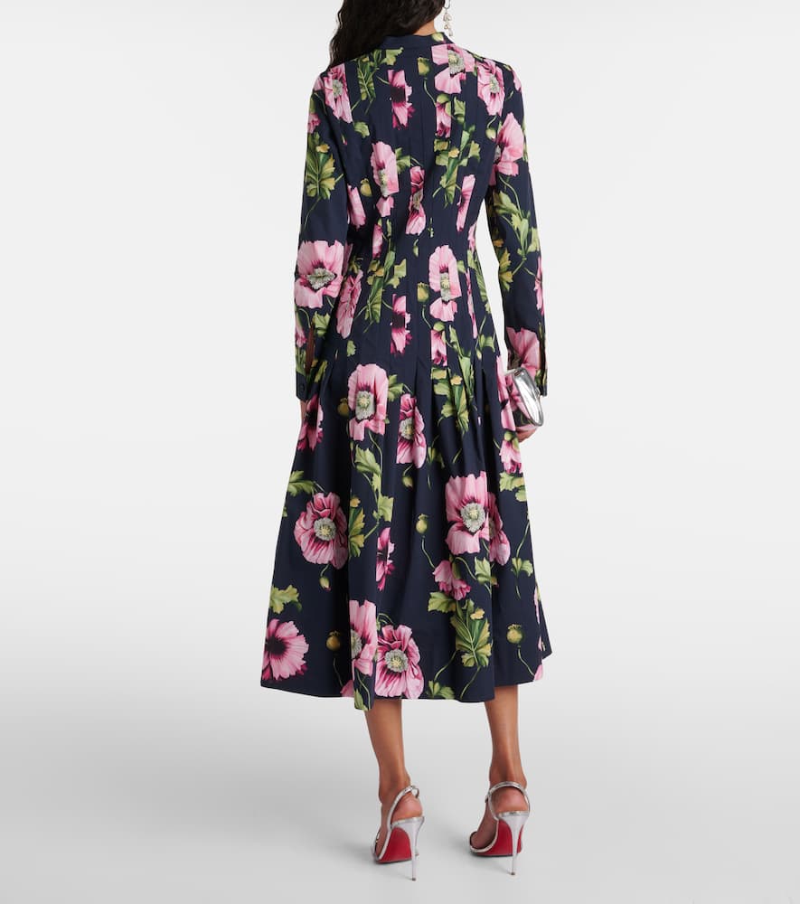 Floral cotton-blend midi dress