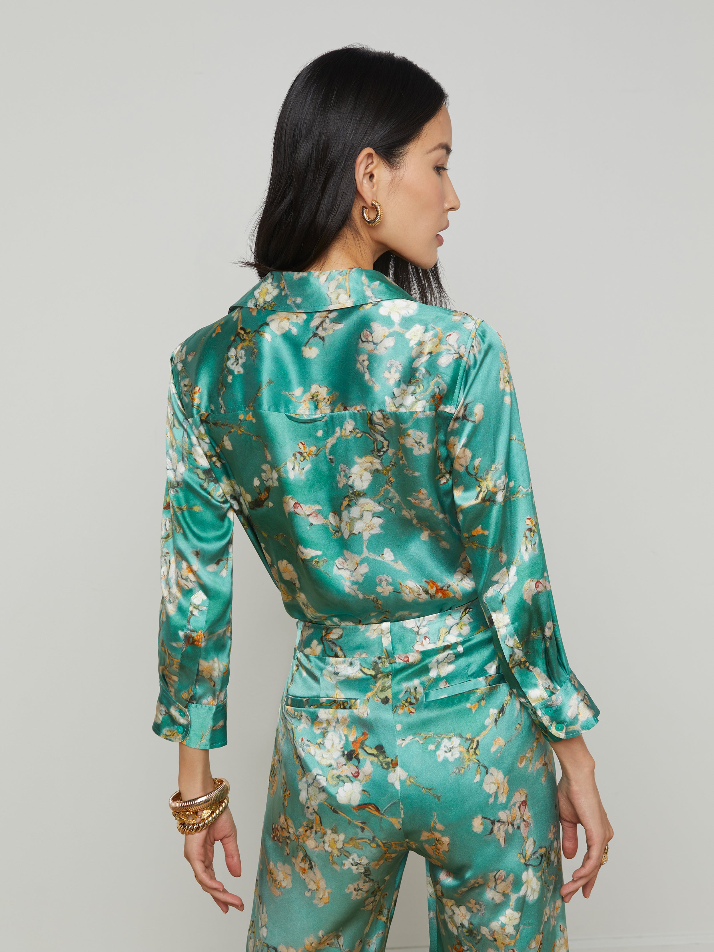 Dani Silk Blouse Top In Teal