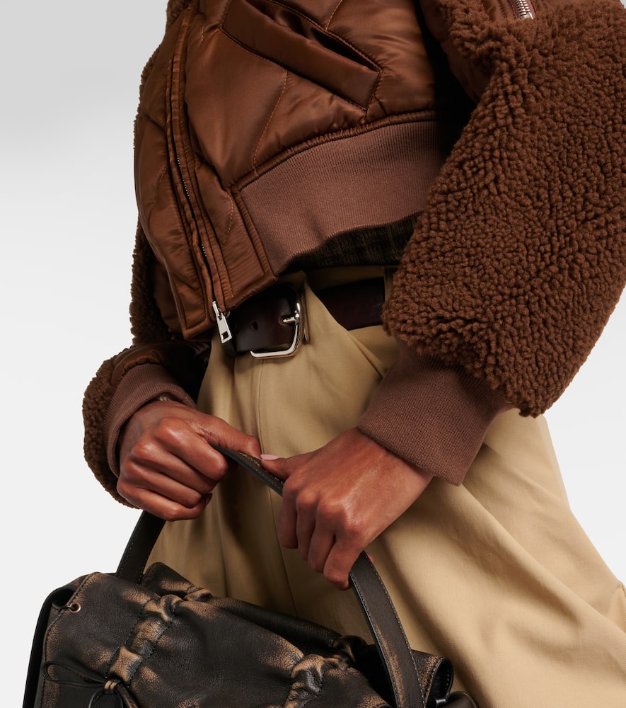 Quilted shearling bomber jacket
