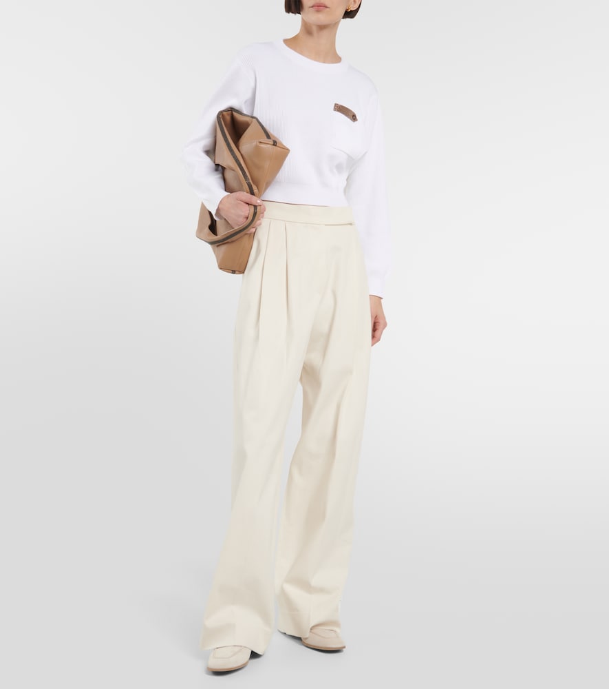 Cotton jersey cropped sweater