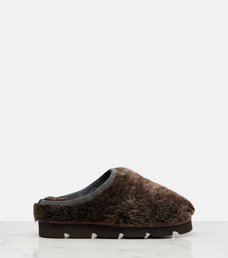 Monili shearling slip-on shoes