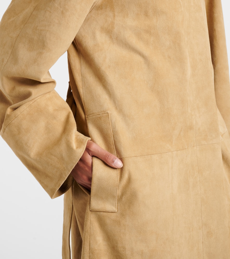 Dietrich suede-trimmed cotton-blend trench coat