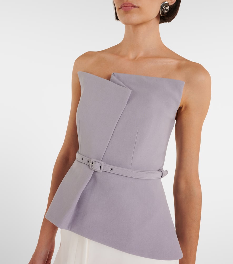 Roland Mouret Asymmetric strapless peplum crêpe top