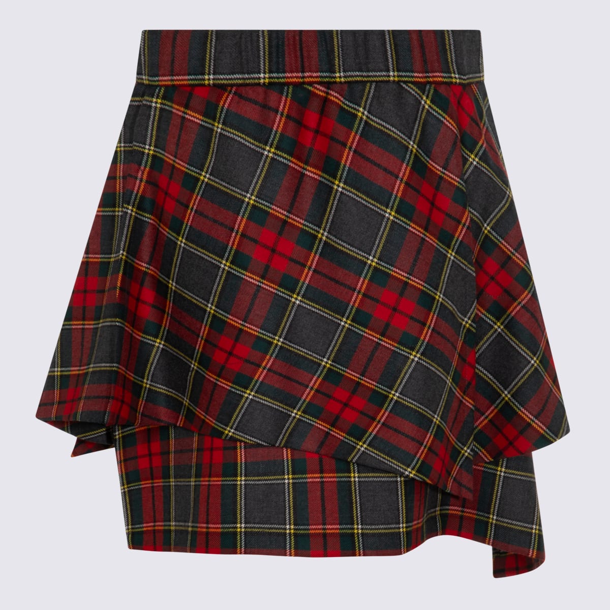Asymmetric plaid skirt - Red