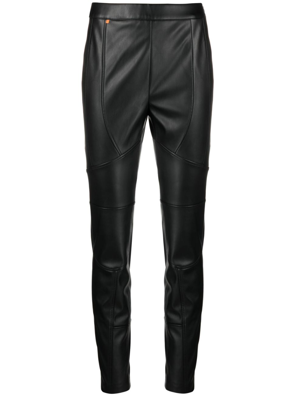 Faux-leather tapered trousers - Black
