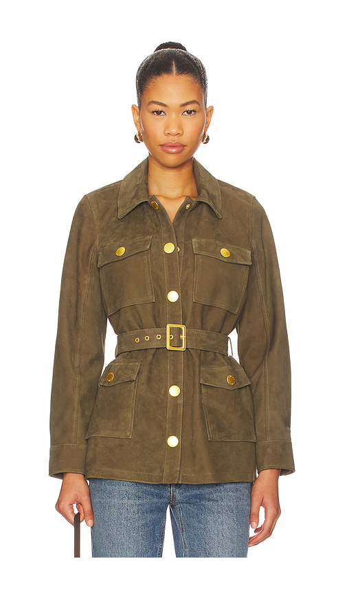 L'AGENCE Ishani Belted Jacket in Olive. - 8 also