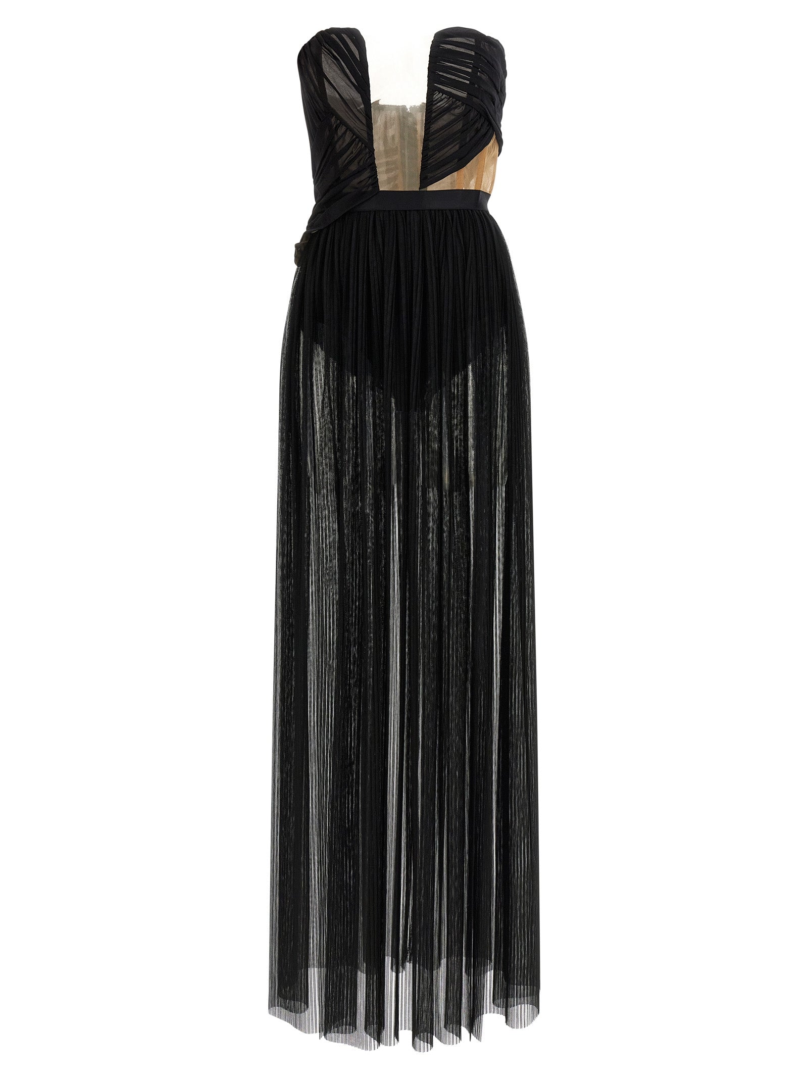 Corsetto Draped Dress — Black