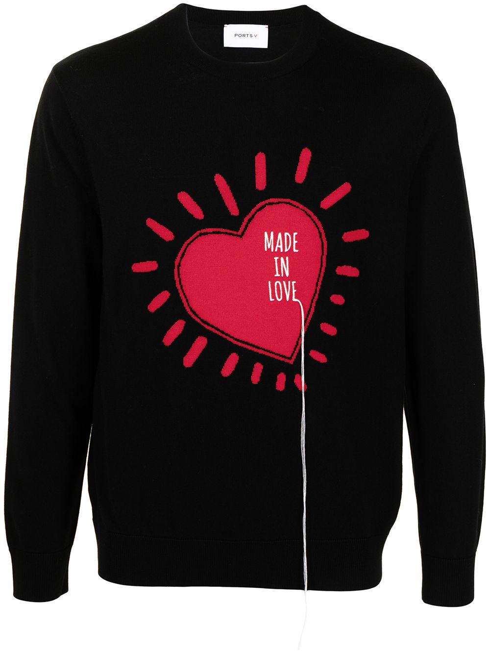 Heart-print wool sweater - Black