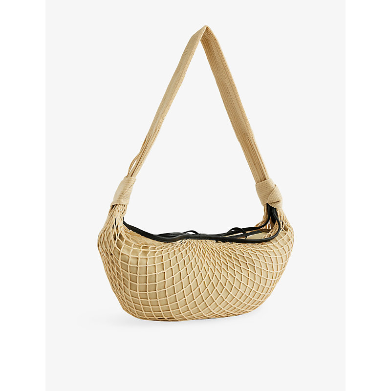 Womens Croissant Filt Woven Shoulder Bag