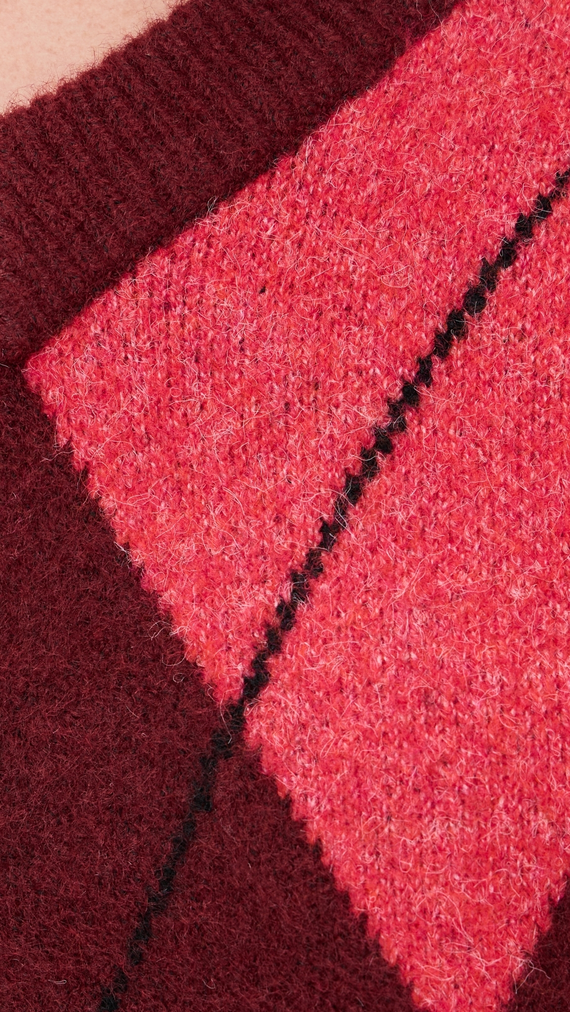 Rae Arglye V Neck Sweater Burgundy Combo