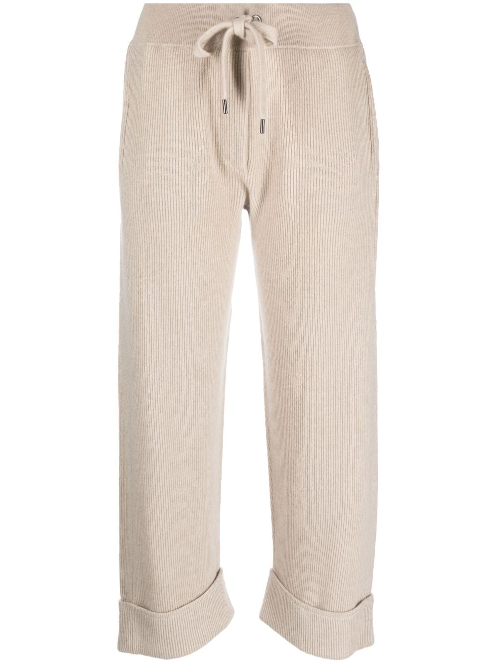 Drawstring cropped track pants - Neutrals