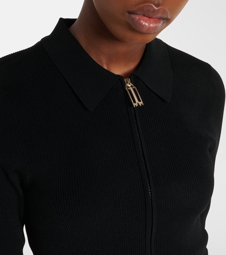 Mila ribbed-knit zip-up top