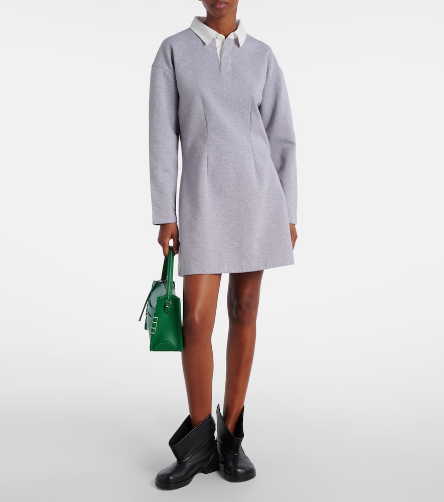 Cotton-blend jersey polo dress