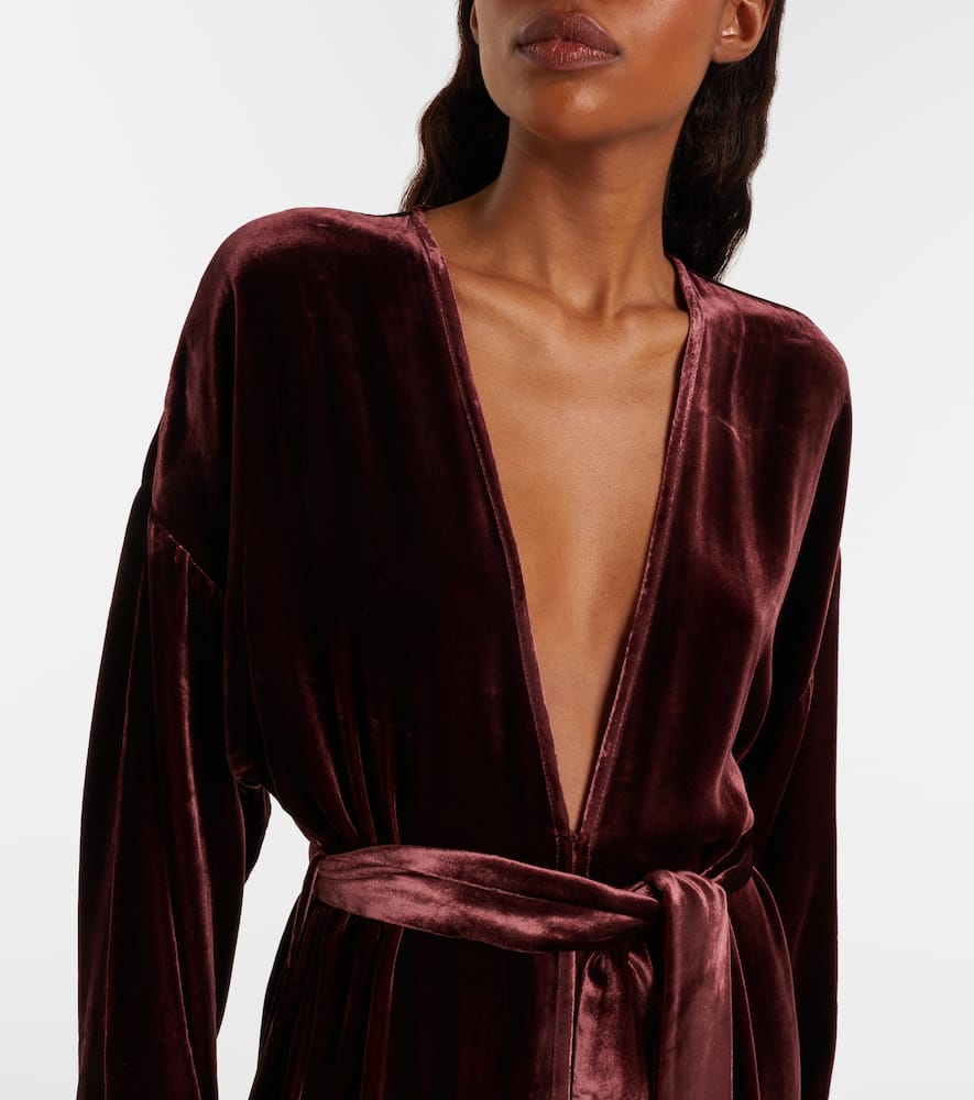 Belted velvet midi dress
