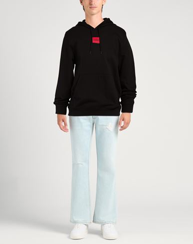 Man Sweatshirt Black Size L Cotton, Elastane
