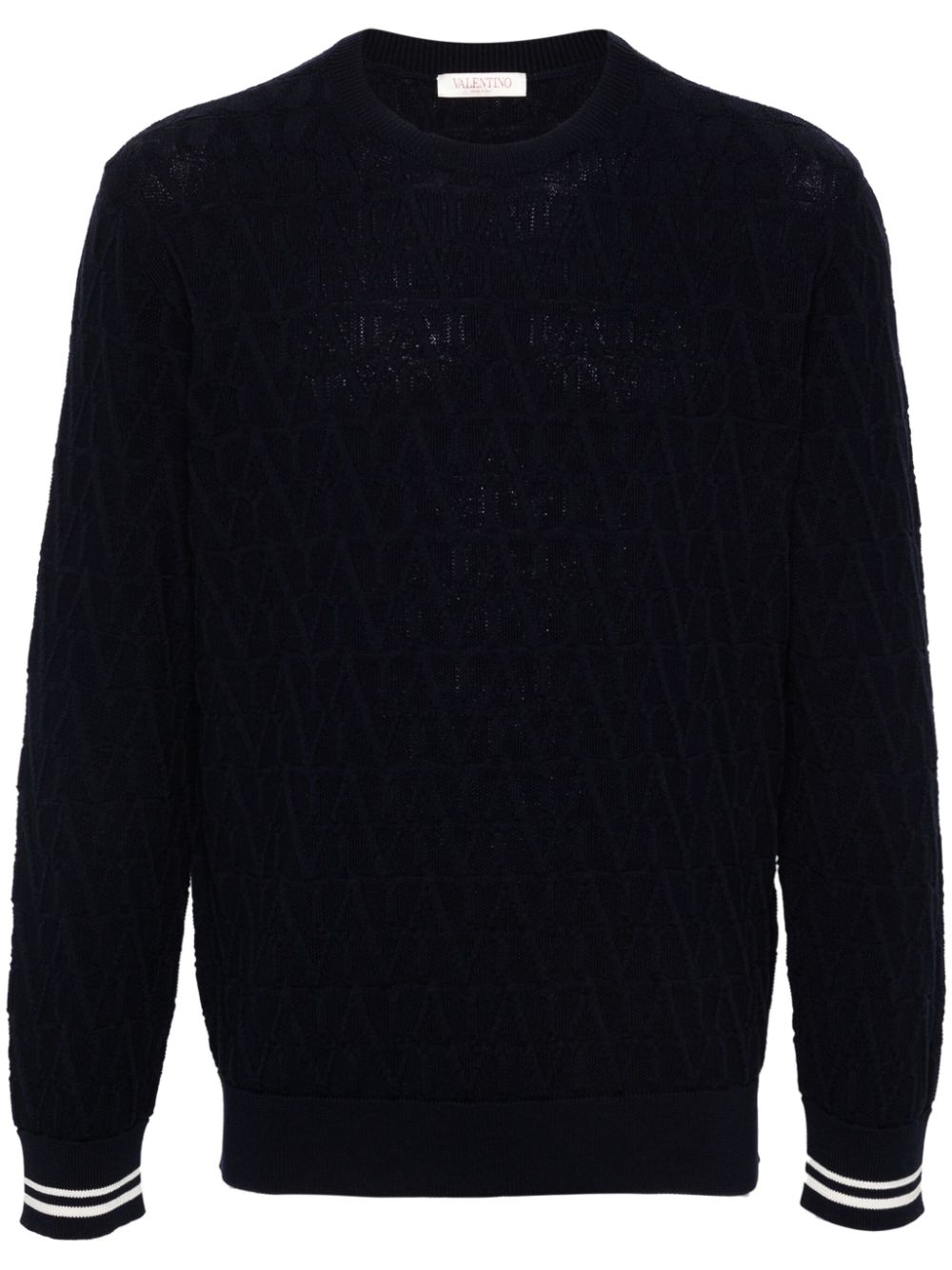 Optical Valentino-jacquard cotton jumper - Blue