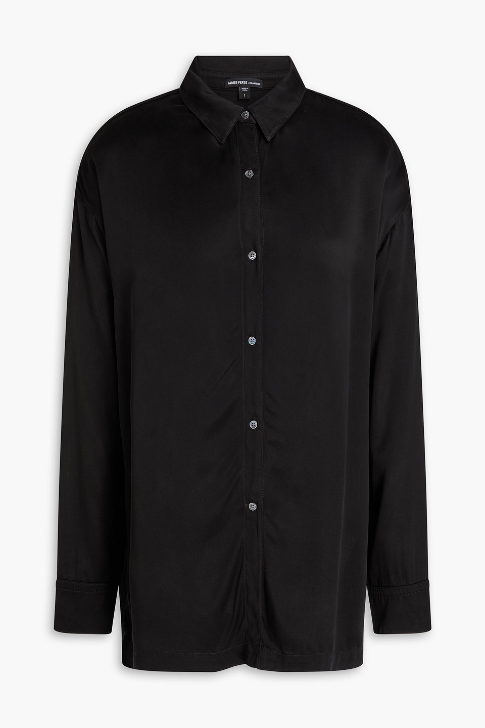 Cupro and modal-blend satin-twill shirt - Black - 1