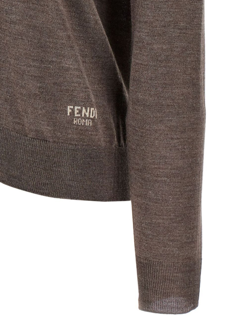 Taupe Classic V-neck Jumper