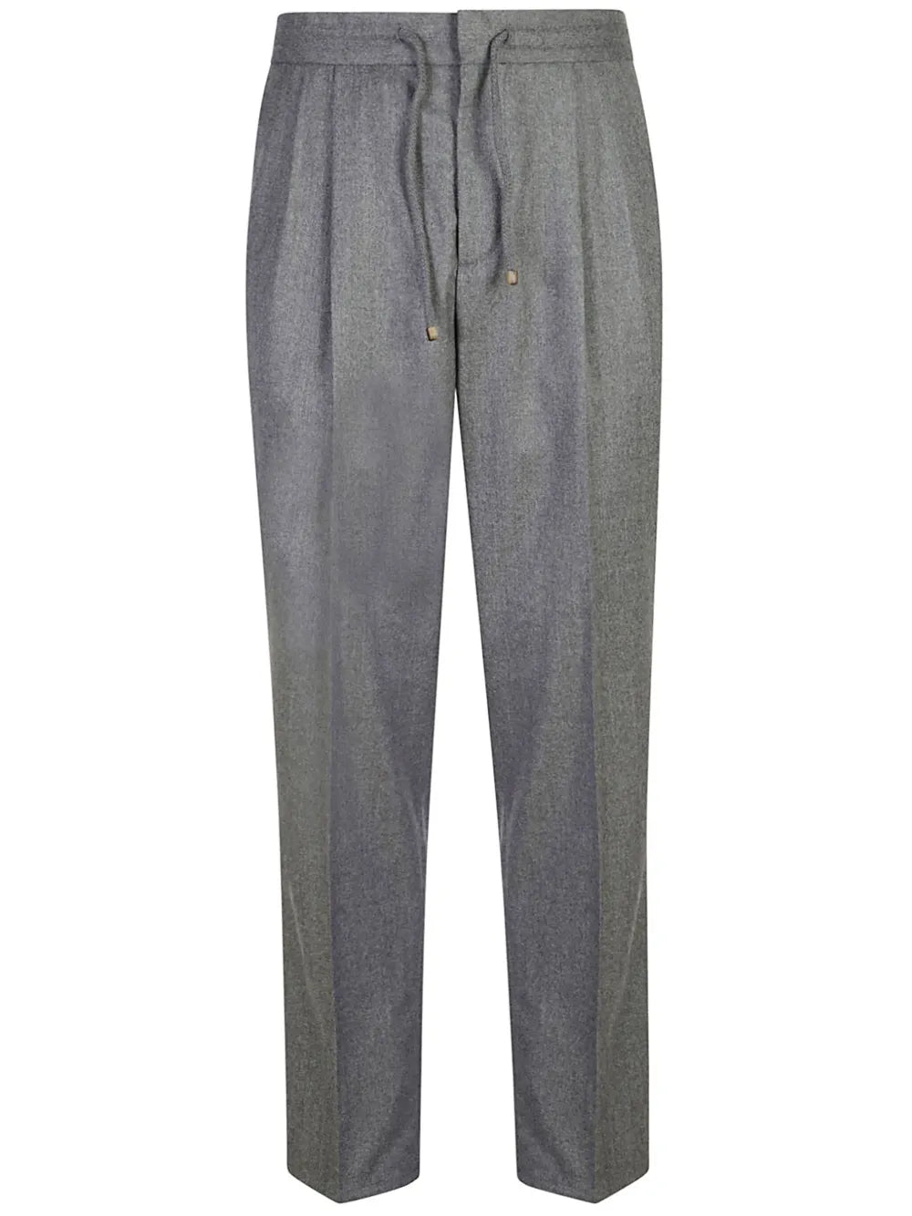 Virgin Wool Drawstring-Waist Trousers — Grey