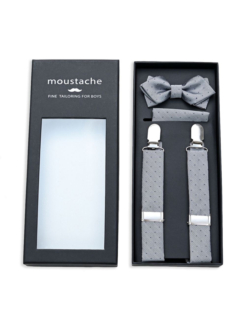 Dotted suspenders set - Grey