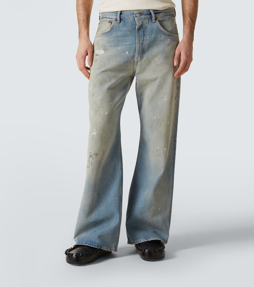 High-rise printed wide-leg jeans