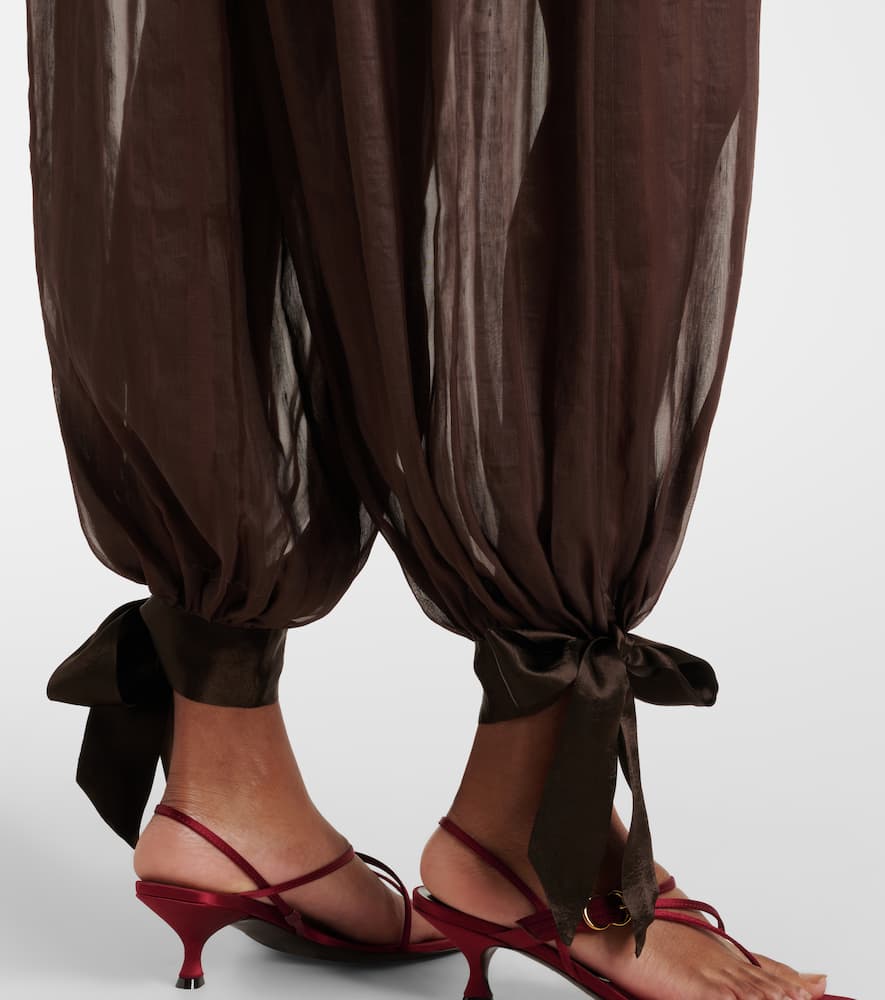 Striped silk-blend wide-leg pants
