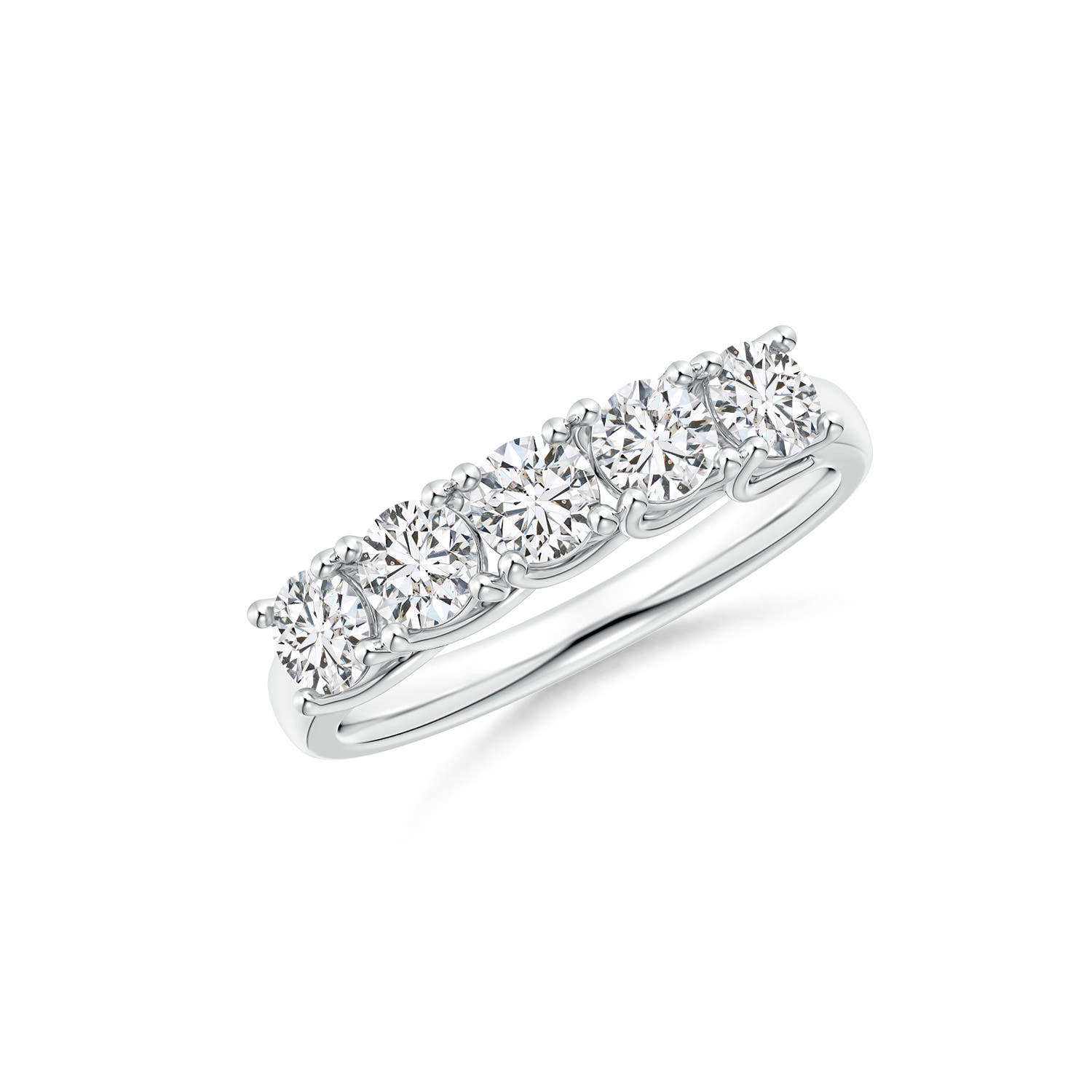 Angara 1.0 Carat Half Eternity Five Stone Diamond Wedding Band in 14K White Gold