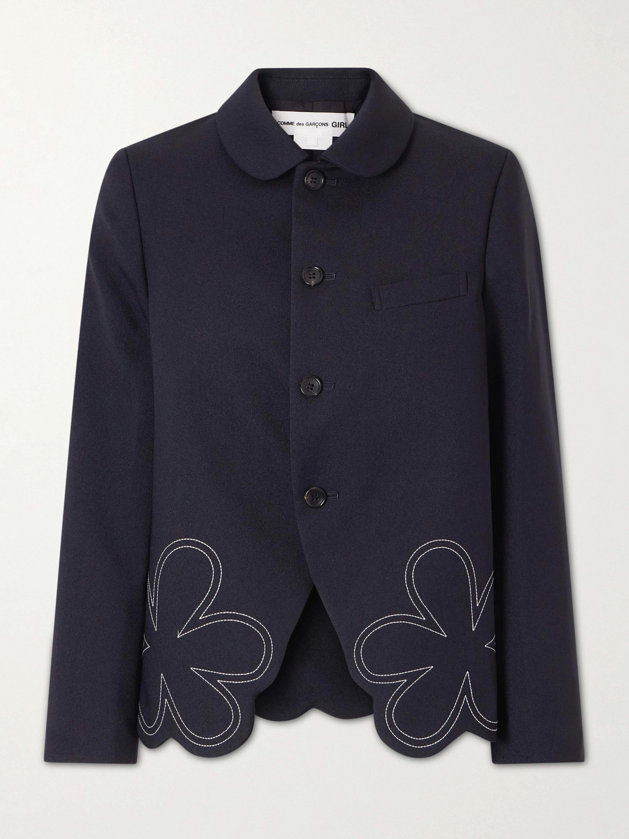 Embroidered Gabardine Blazer - Blue