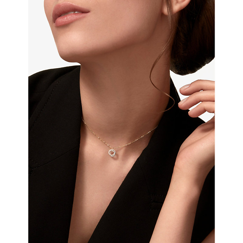 Womens Gold Trinity de 18ct White, Rose, Yellow-gold and 0.11ct Brilliant-cut Diamond Pendant Necklace 36-40CM