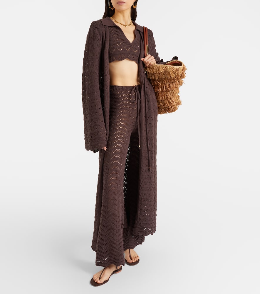 Kim open-knit cotton-blend flared pants