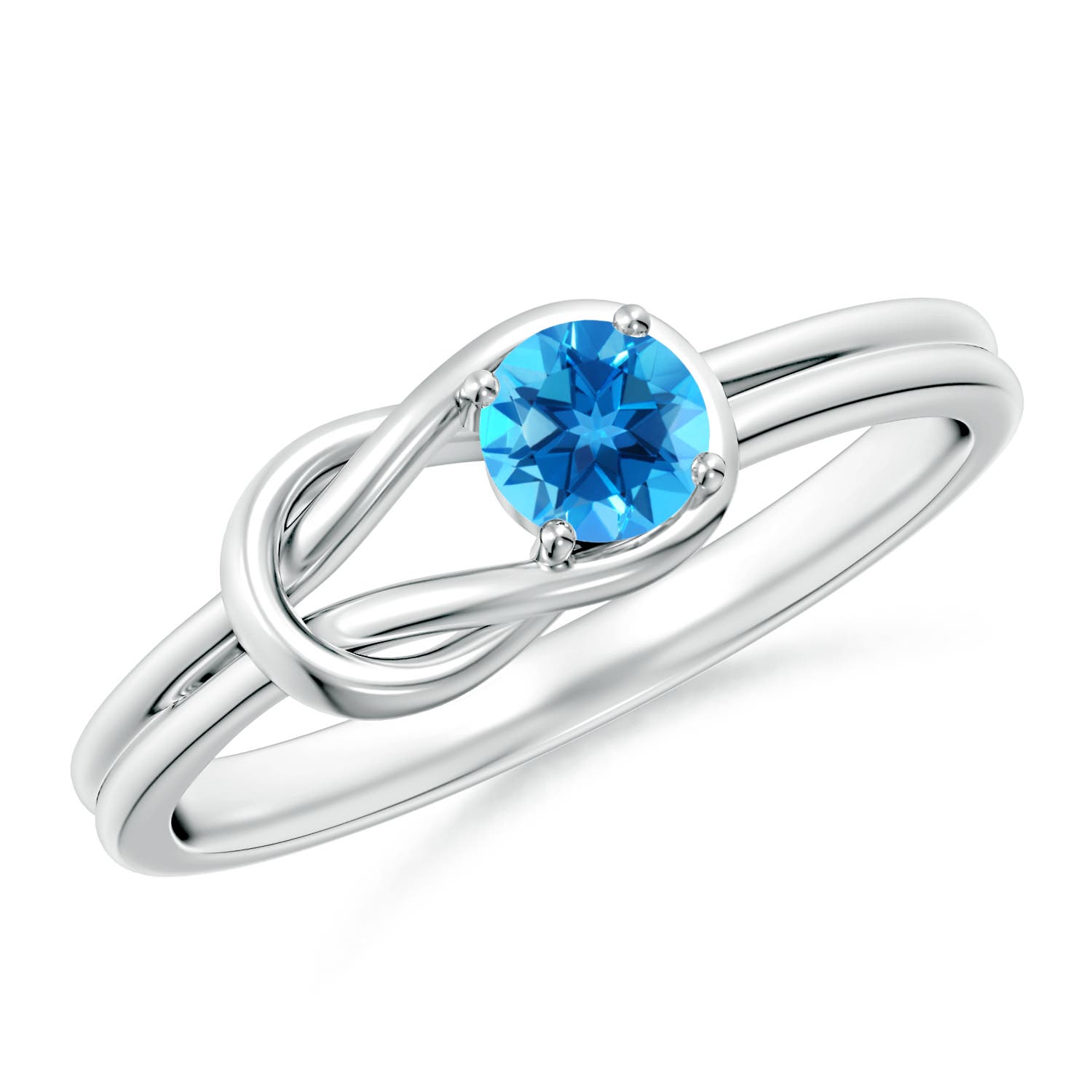 Angara 0.32 Carat Solitaire Swiss Blue Topaz Infinity Knot Ring in Platinum