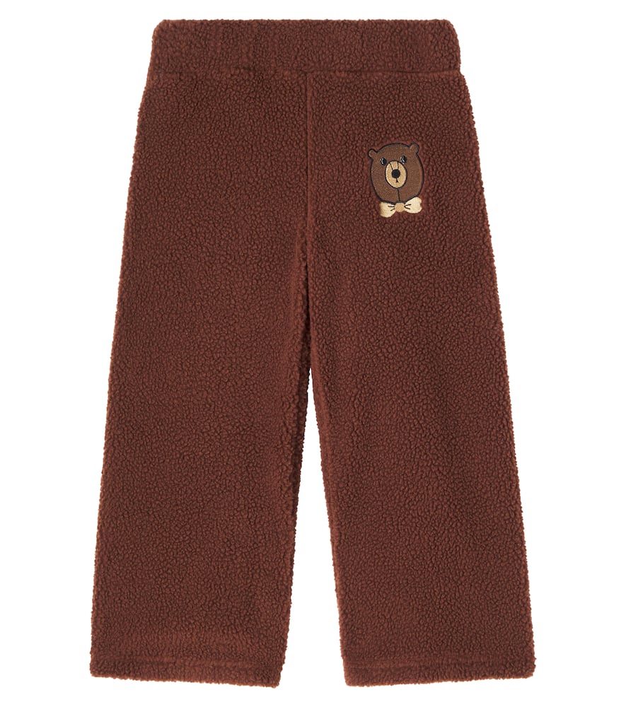 Bear embroidered fleece sweatpants