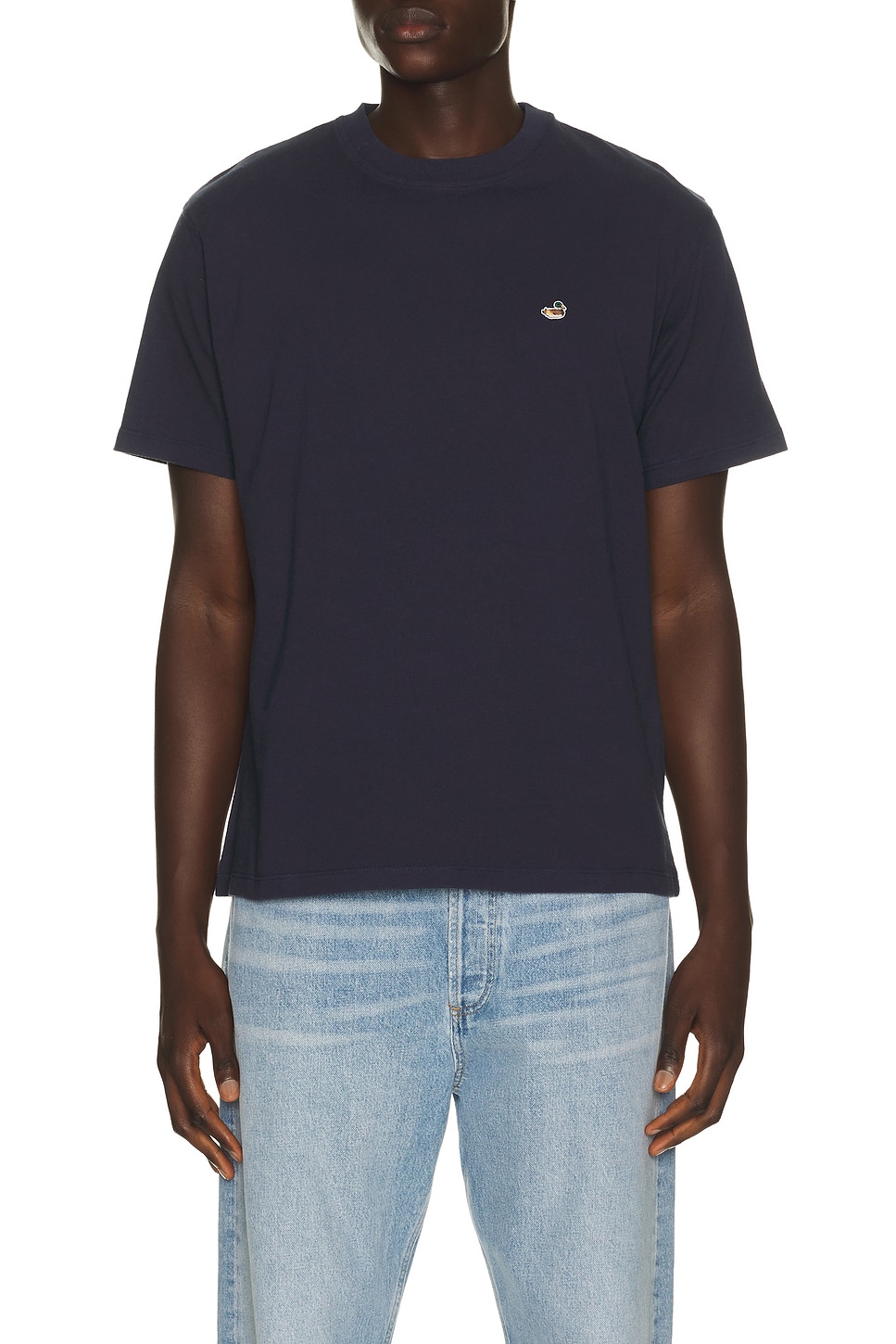Edmmond Studios Duck Patch Tee in Navy. XL/1X. Also in S