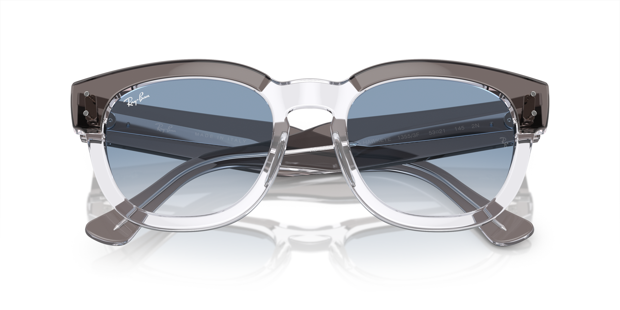 Ray - Ban Unisex Ray - Ban RB0298S MEGA HAWKEYE 13553F Sunglasses Acetate Grey Blue Squared Normal Shaded
