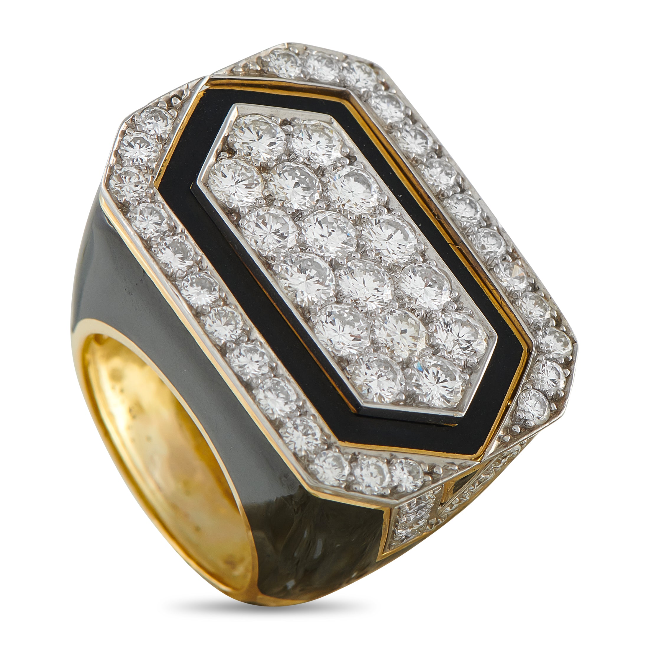 18K Yellow Gold 3.50ct Diamond and Onyx Ring DW12-042726