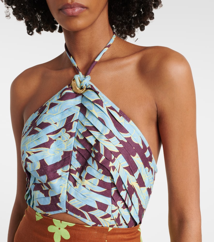 Alémais Poppy printed halterneck minidress