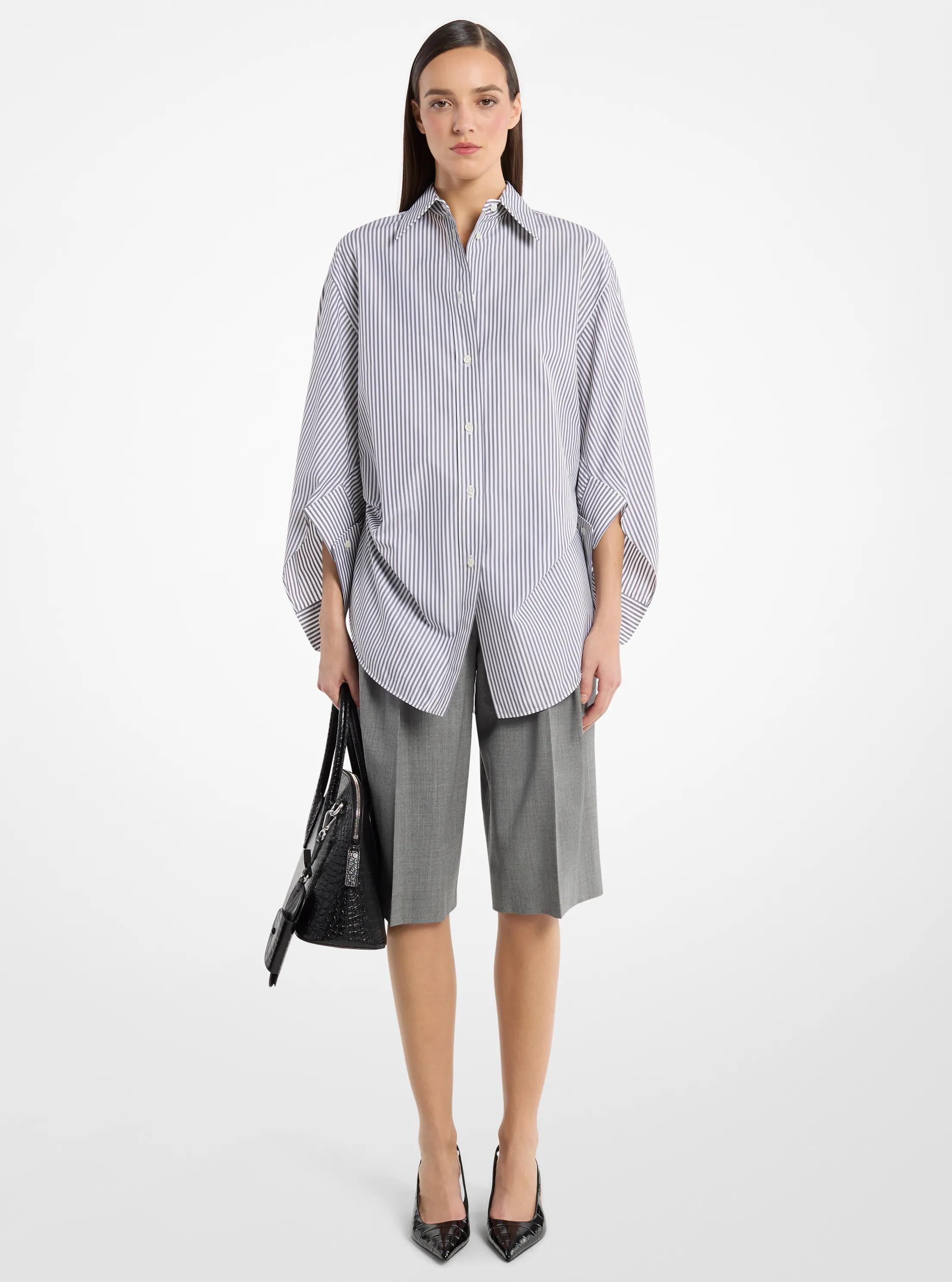 Keegan Striped Cotton Poplin Cinched Shirt