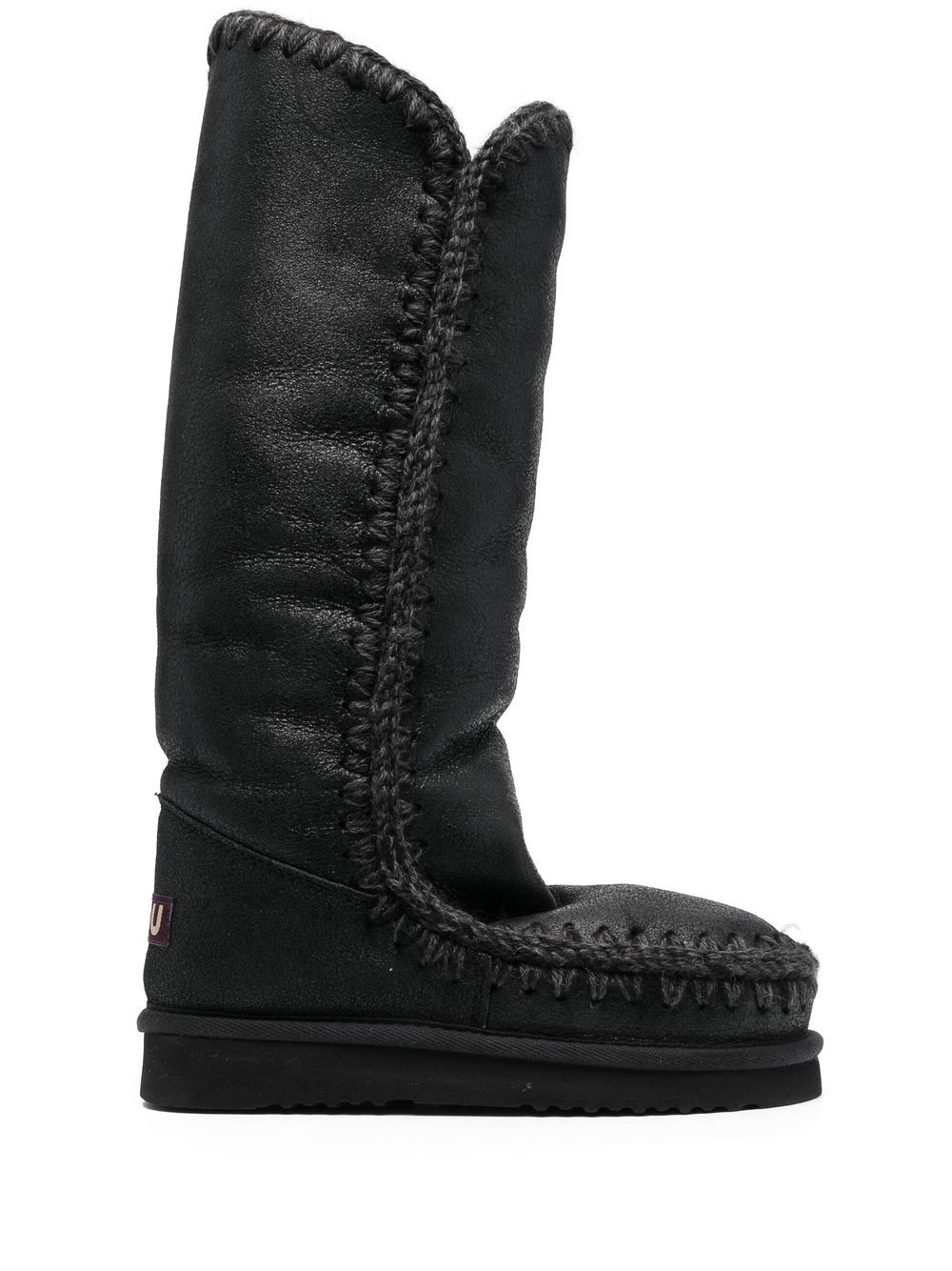 Whipstitch-trim shearling-lined boots - Grey