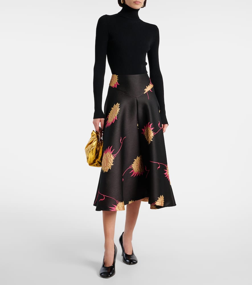 Milano jacquard satin midi skirt