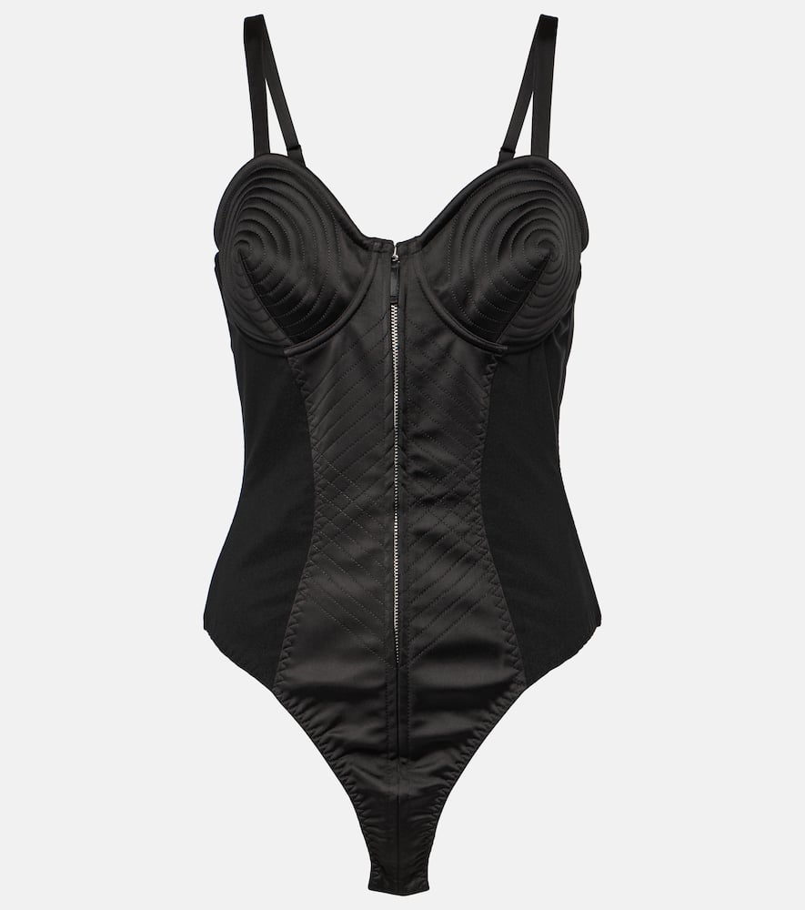 Satin-trimmed bodysuit