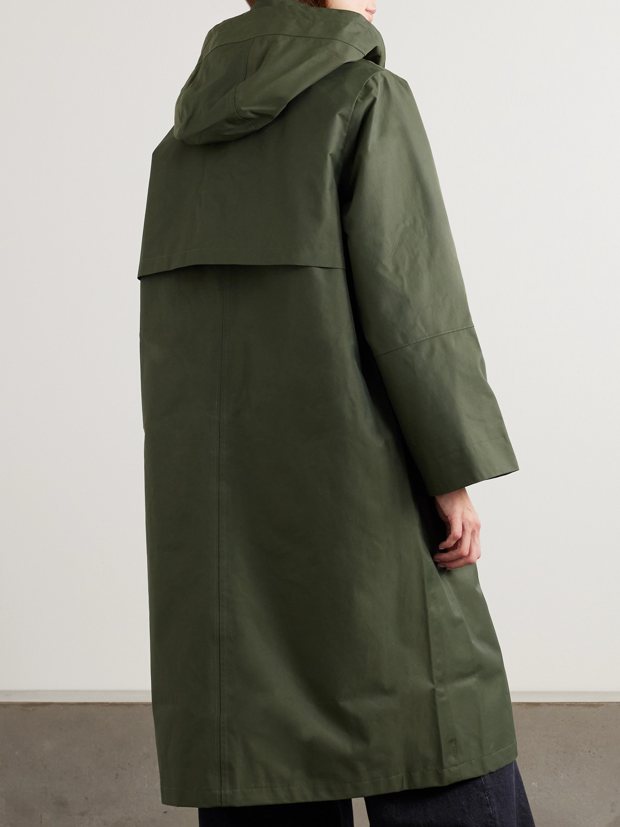 Maude Hooded Waxed Cotton-blend Coat - Green