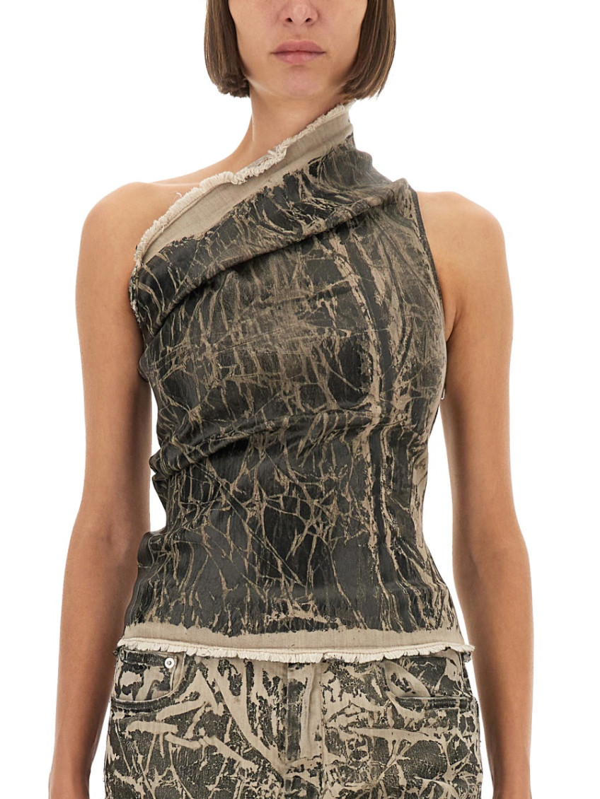 Black Abstract One Shoulder Top