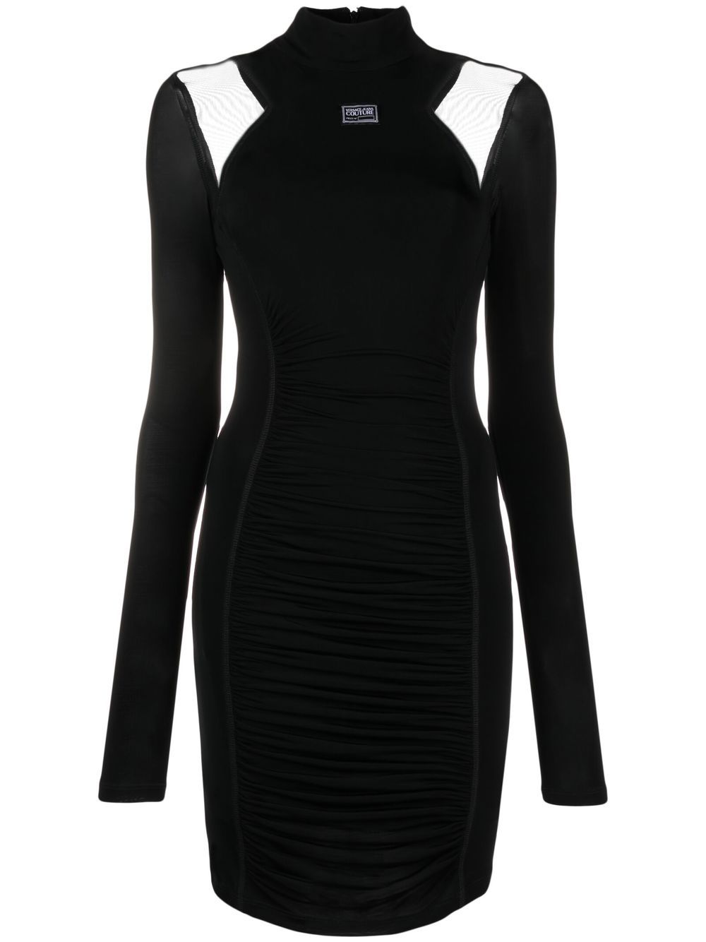 Mesh-panel mini dress - Black