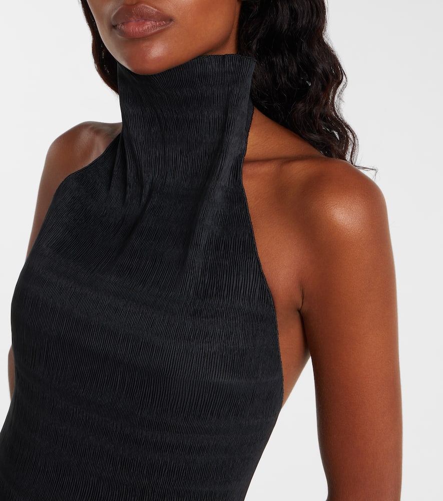 Shirred turtleneck top