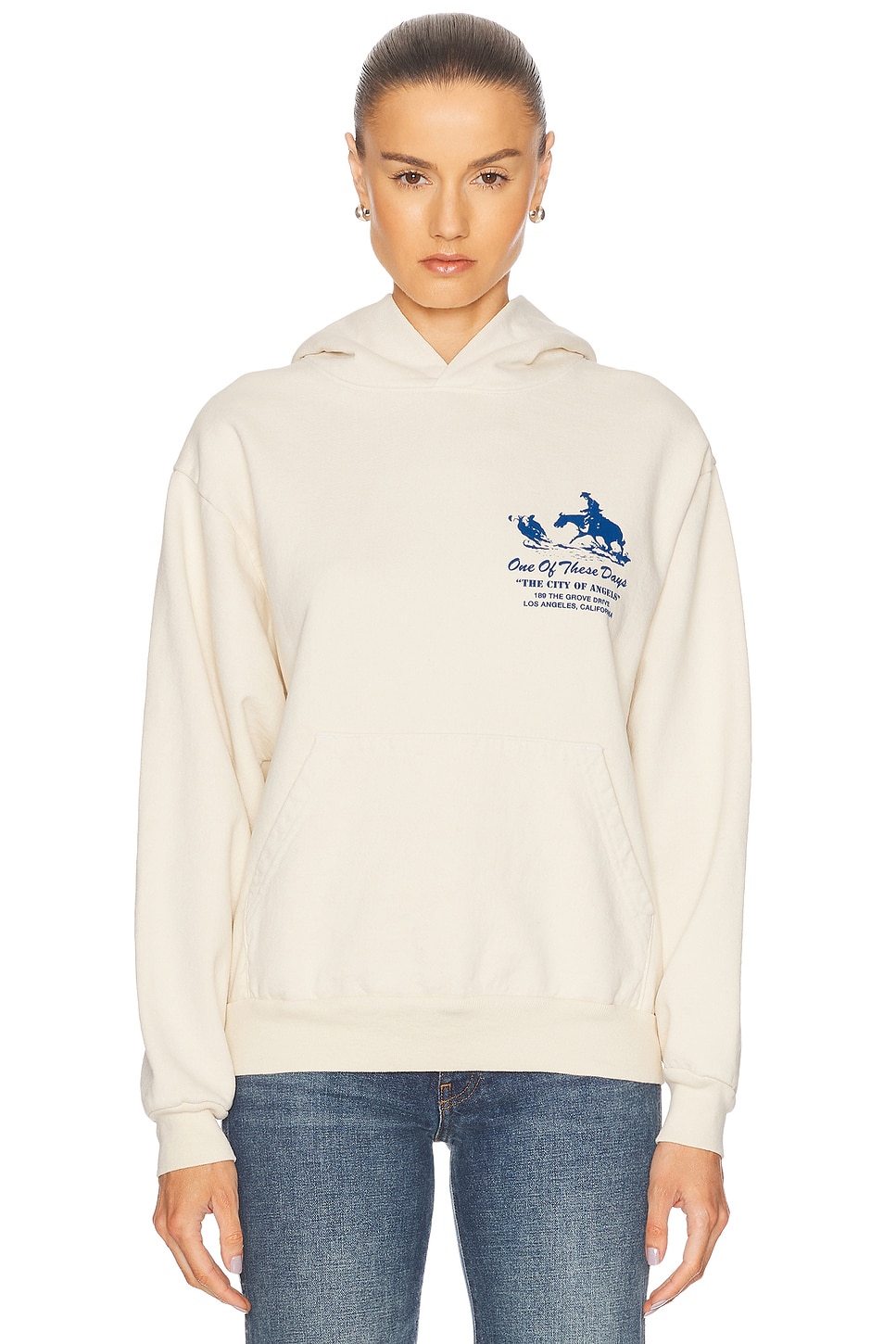 ONE OF THESE DAYS x FWRD City Of Angels Hoodie in Washed Bone - Cream.  XL/1X also in L