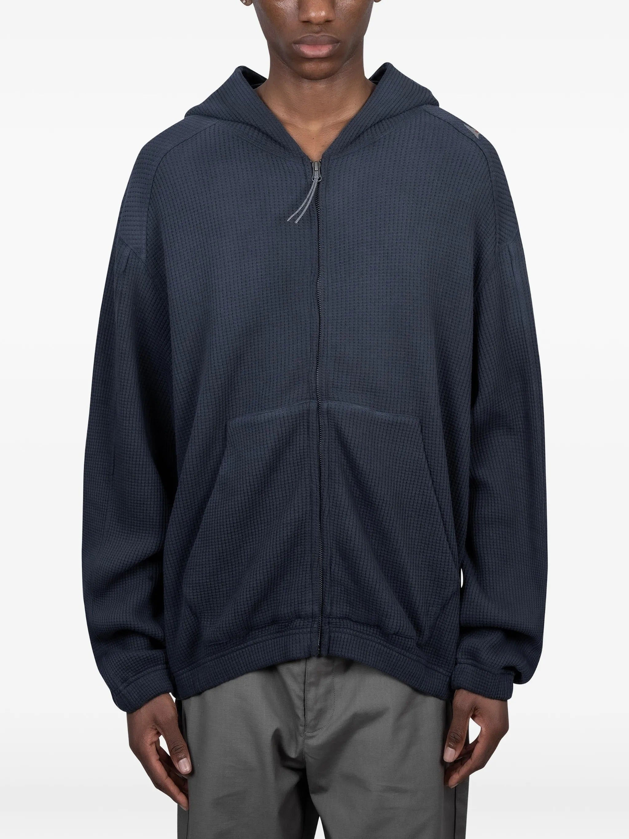 Roa Bee Sun Faded Organic Waffle Zip Up Hoodie